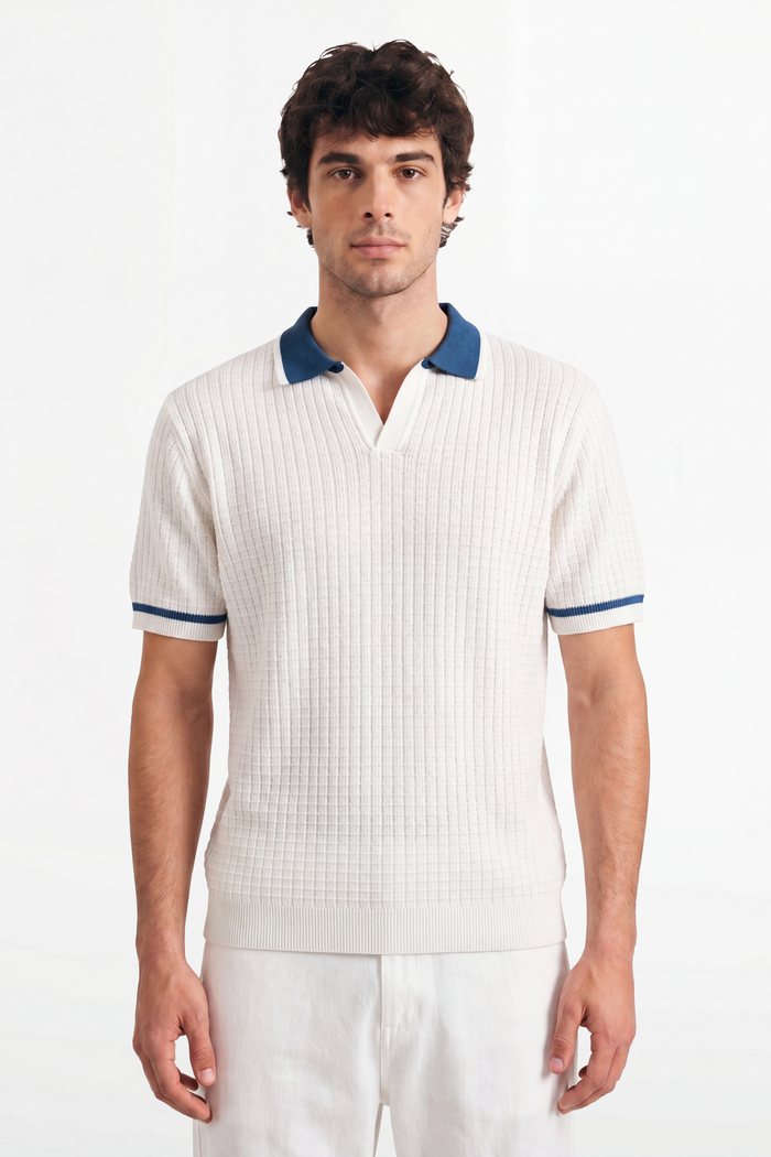 Micro Grid Knitted Polo