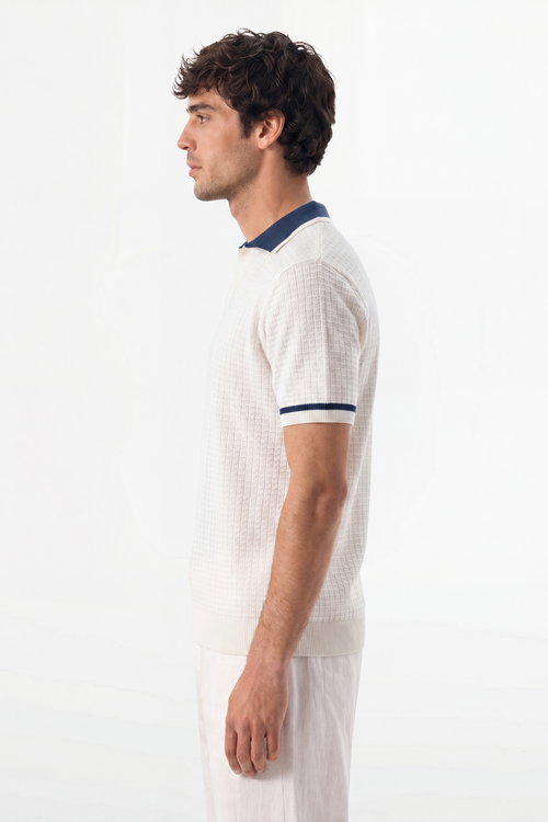 Micro Grid Knitted Polo