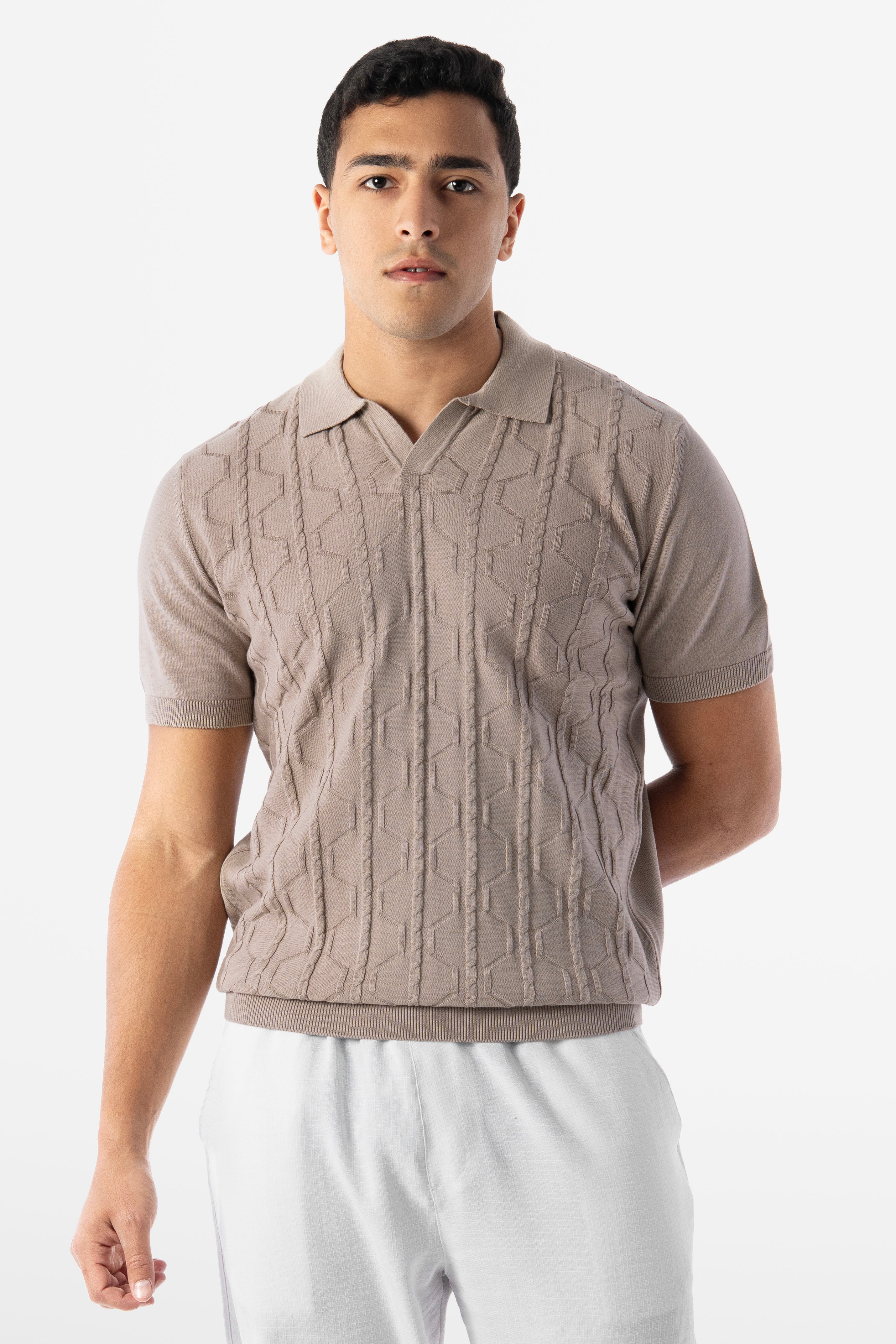 Geo cable polo beige