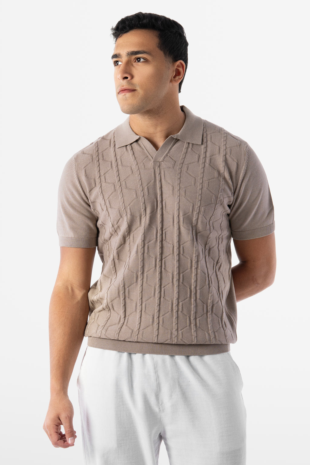 Geo cable polo beige