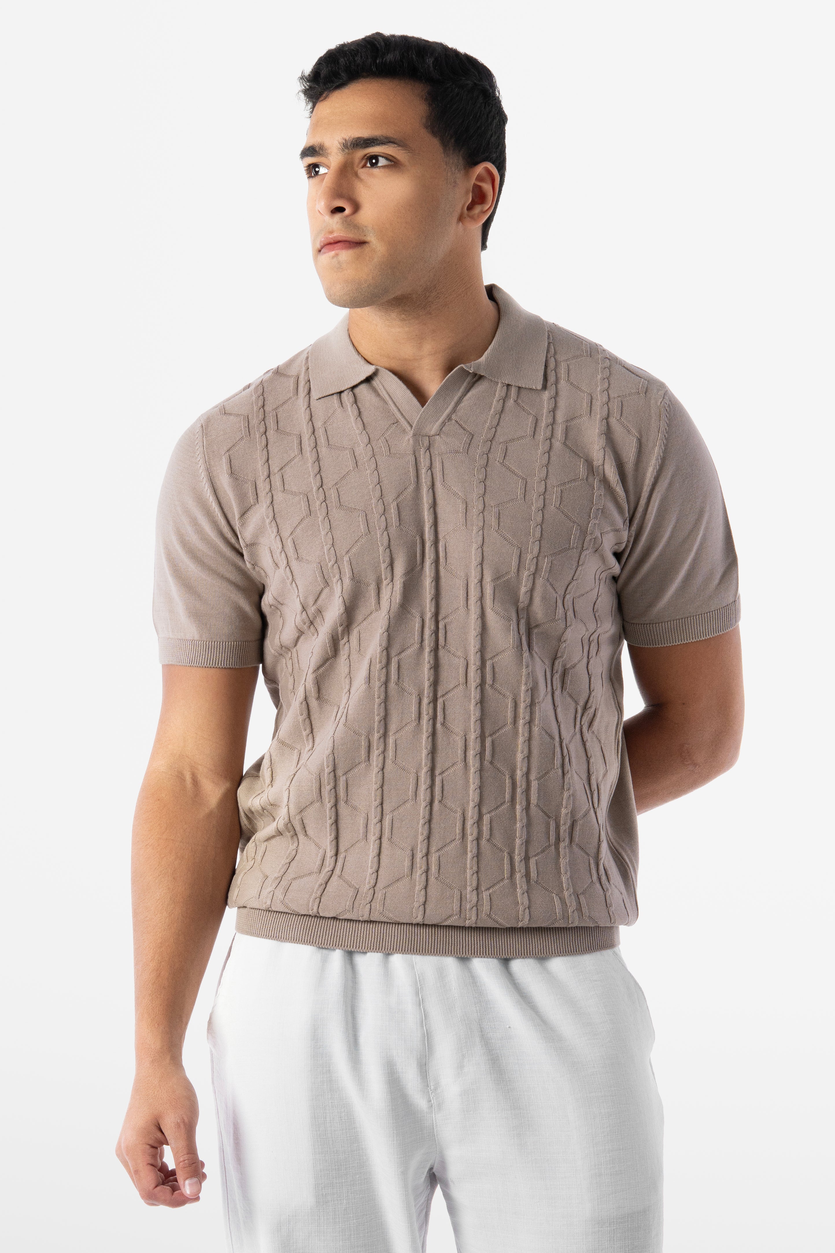Geo cable polo beige